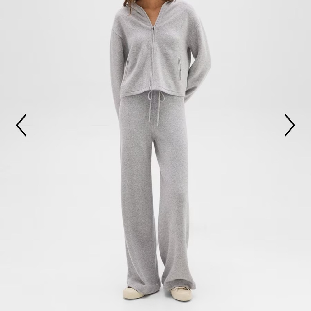 Track Pant in Felted Wool-Cashmere size L light heather gray